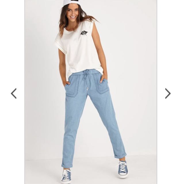 Cotton On Light Denim Jogger Pants Women s Fashion Bottoms Other Bottoms on Carousell