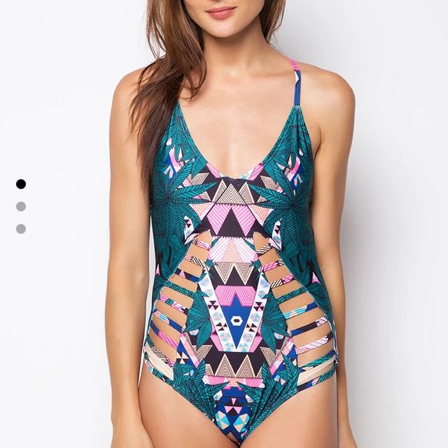 Yeehaw Turquoise Orange Aztec One-Piece Swimsuit main image 0