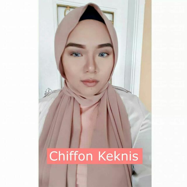 Chiffon Plain Keknis Shawl Hijab Tudung Chiffon Georgette Black