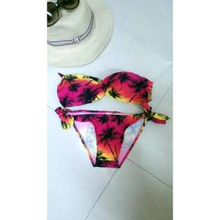 國外帶回 夕陽度假風平口扭結比基尼 Bikini