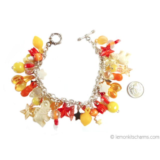 Orange Yellow Fruit Animal Charm Bracelet Handmade Kitsch br291