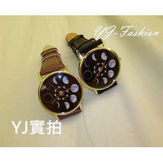 實拍 現貨 Moon🌙 天文現象月蝕圖案皮帶 手錶