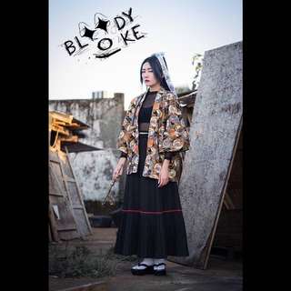 BloodyJoke 自創設計 和風短褂 （黑鶴）