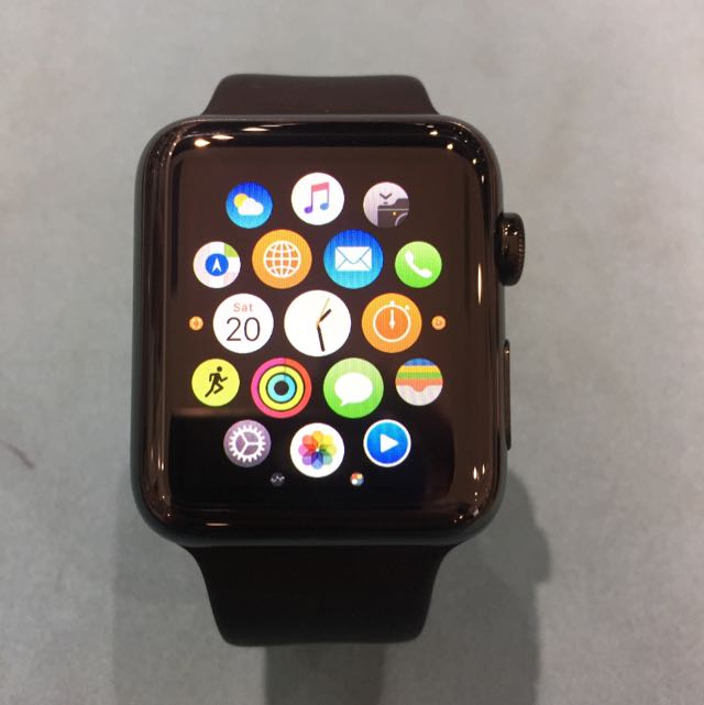 apple watch space black stainless steel case with black sport band