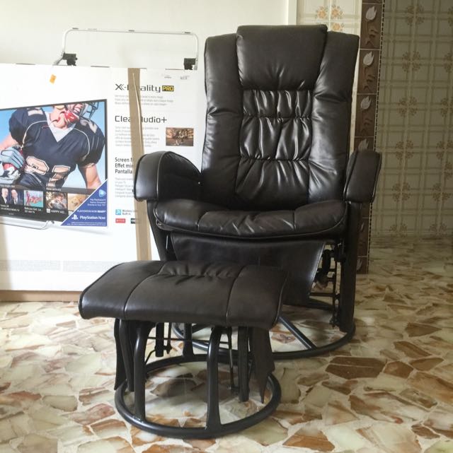 Black Faux Leather Rocking Chair Furniture On Carousell