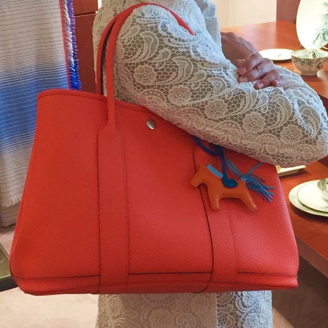 Hermes Orange Poppy Garden Party Country Leather in 36cm, Luxury