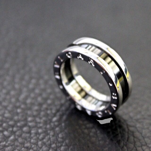 Bvlgari Silver Black Ceramic Ring 
