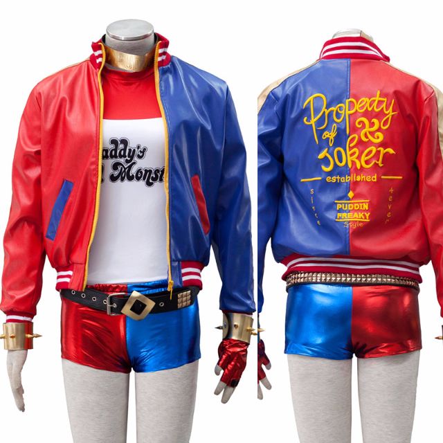 pre order suicide squad jacket harley quinn property of joker red blue