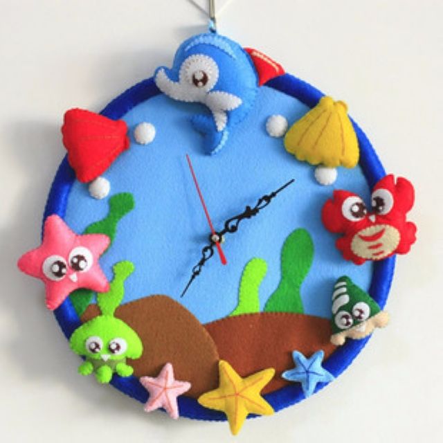 Thankslaz Diy Under The Sea Felt Clock Plush Mascot Home Decor