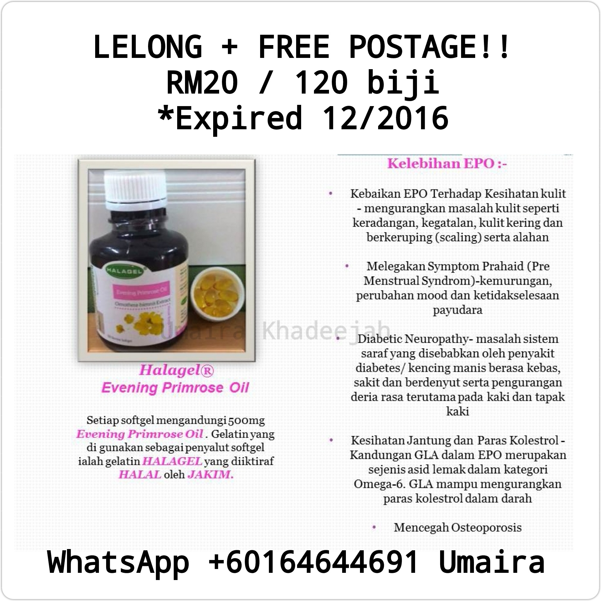 Halagel Evening Primerose Oil 120 Biji Everything Else Others On Carousell