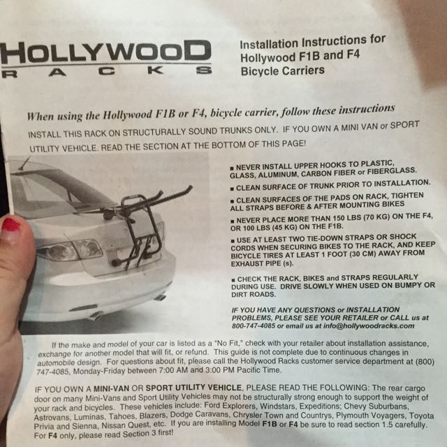 Hollywood racks f1b fit list 2025
