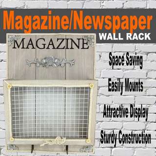 Wire Magazine Newspaper Basket Wall Mounted Post Storage Rack Organizer  Office
