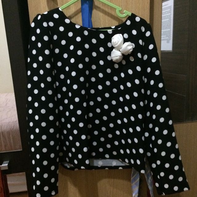 ootd baju polkadot