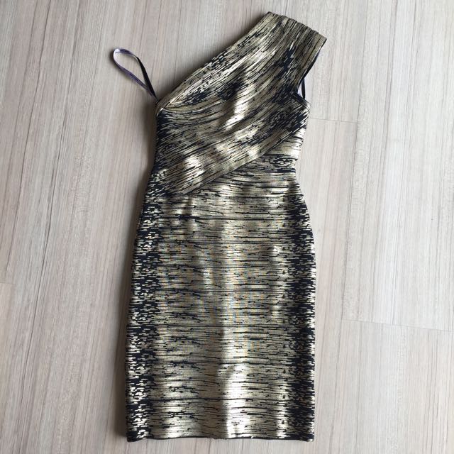 Herve leger gold bandage dress clearance