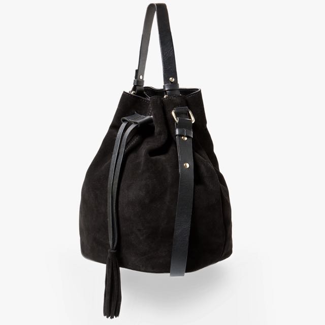 mango suede bucket bag