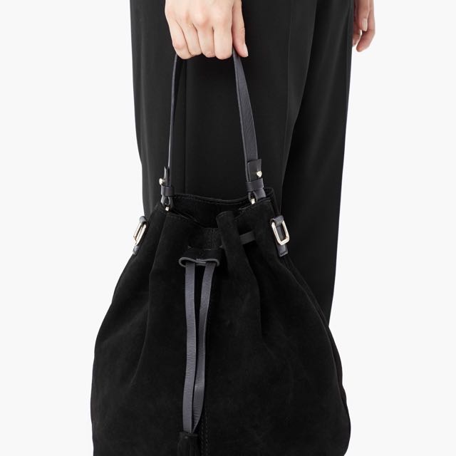 mango suede bucket bag