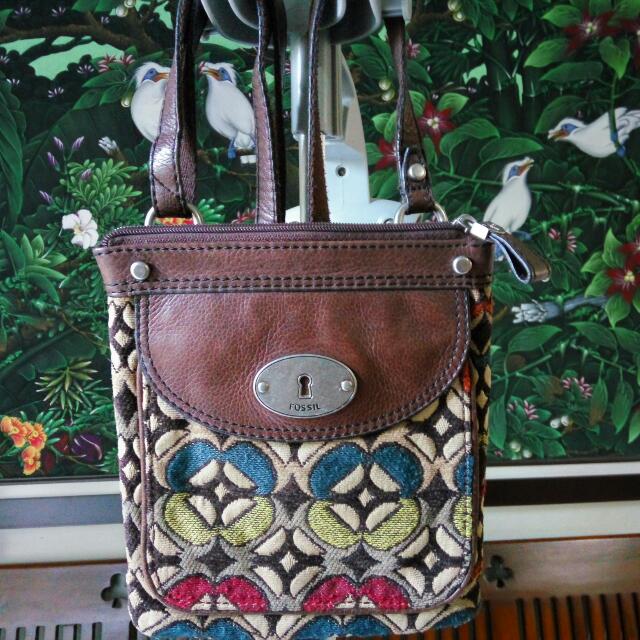 Fossil Marlow Tapestry Bag Slingbag Keyper Fesyen Wanita di Carousell