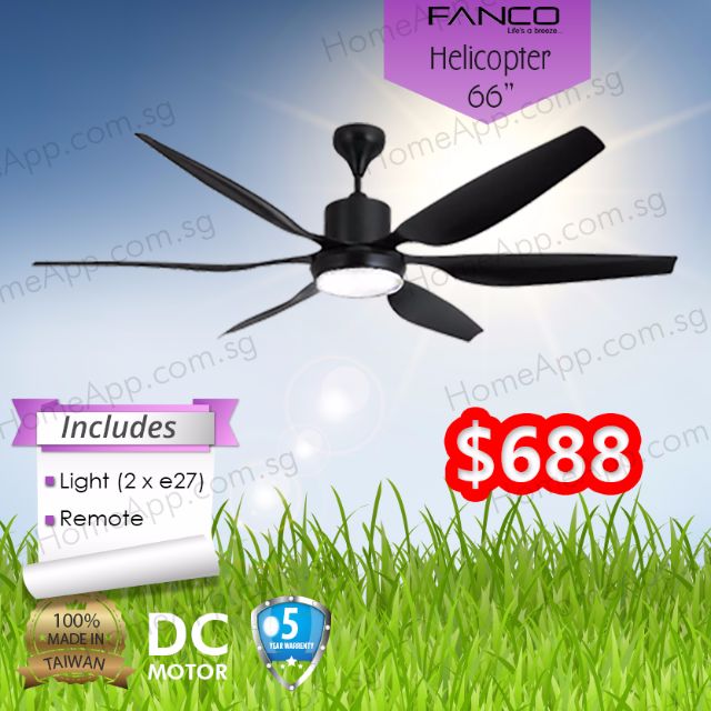 Fanco Helicopter H66 66 Inch Designer Fan With Light And