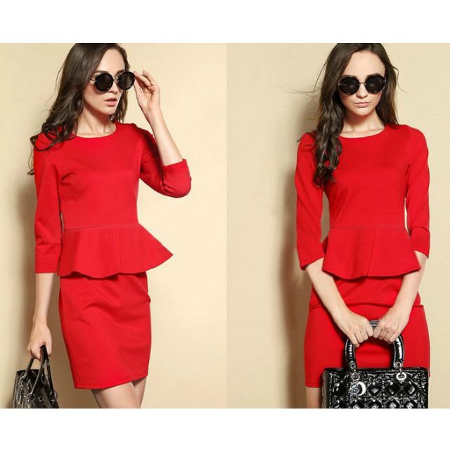 Red peplum sales dress plus size