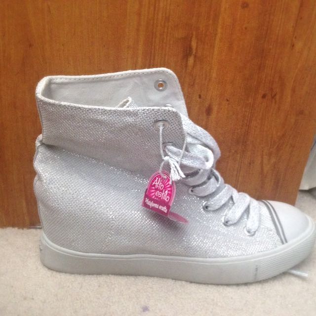 sparkle wedge sneakers