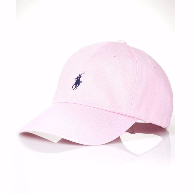 pink and white polo hat