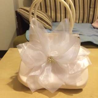 防水白色山茶花手提包