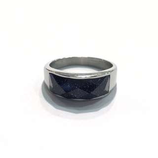 Purple Sand Stone Stainless Steel Ring