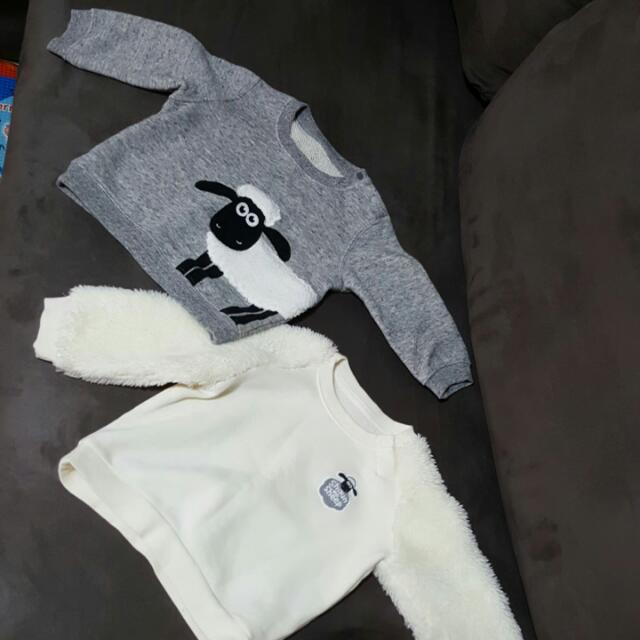 Uniqlo Babies Toddler Shaun The Sheep Sweat Long Sleeve Shirt