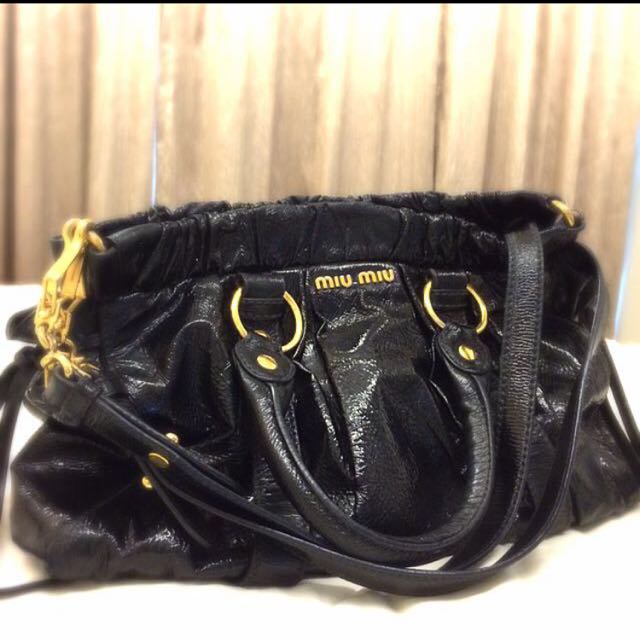 Miu Miu Black Patent Bag, Luxury, Bags & Wallets on Carousell