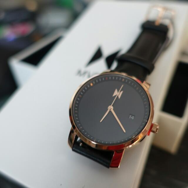 MVMT Rose Gold Black Leather Watch Women s Fashion Watches Accessories Watches on Carousell