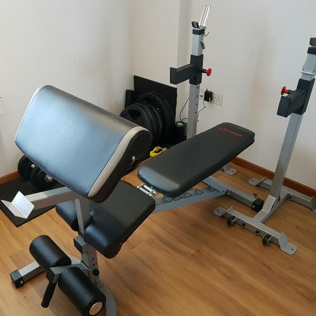 Squat Rack Workout Bench Preacher Curl Attachment Sports