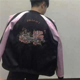 韓風 原宿頑皮豹刺繡情侶外套