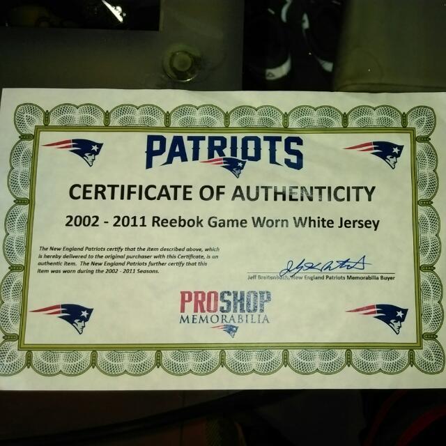 new england patriots game worn jersey