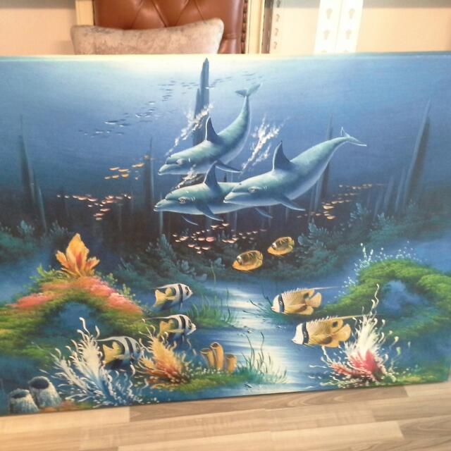 Under The Sea Acrylic Painting On Canvas Furniture On Carousell
