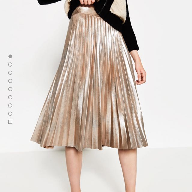 Zara metallic pleated skirt