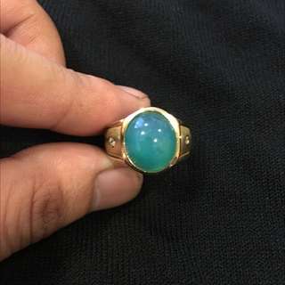 玻璃質地藍寶 - 18K金戒指（3錢重）