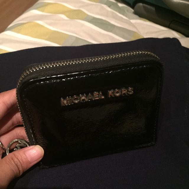 michael kors black patent leather wallet