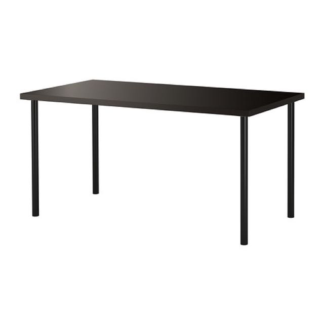 Black IKEA Wood Table With Steel Legs, Furniture & Home Living ...