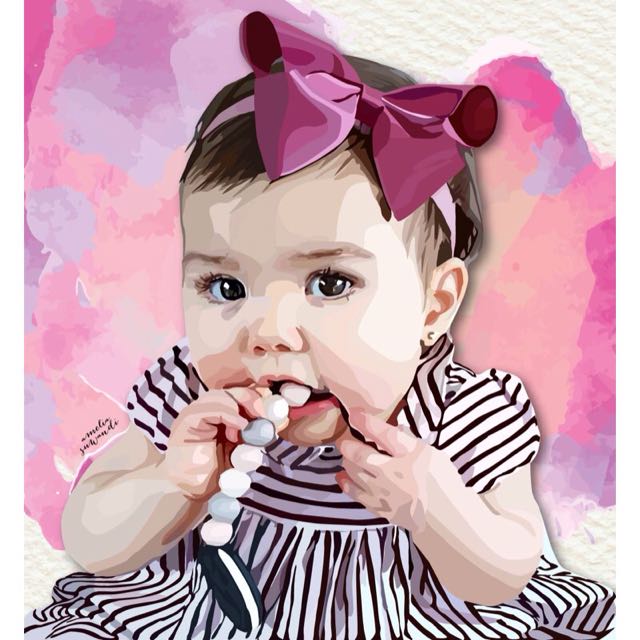 Custom Baby Portrait Digital Painting Babies Kids Girls