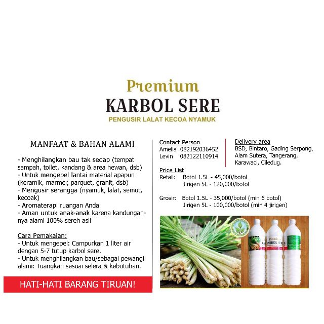 Premium Karbol Sere Beli Ecer Harga Grosir Di Desember 2016