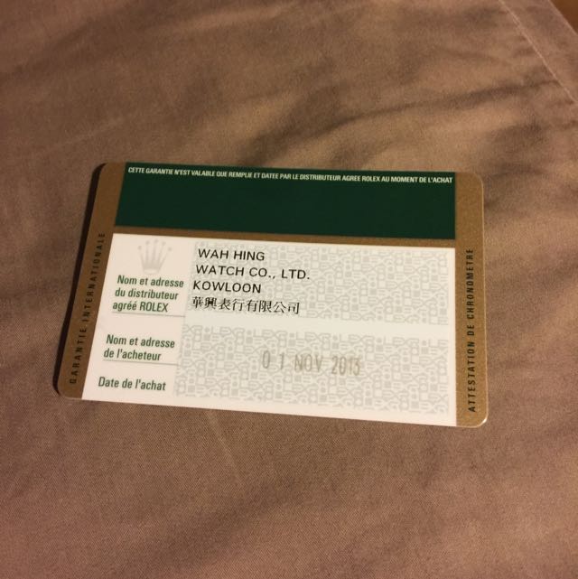 Rolex best sale certificate card
