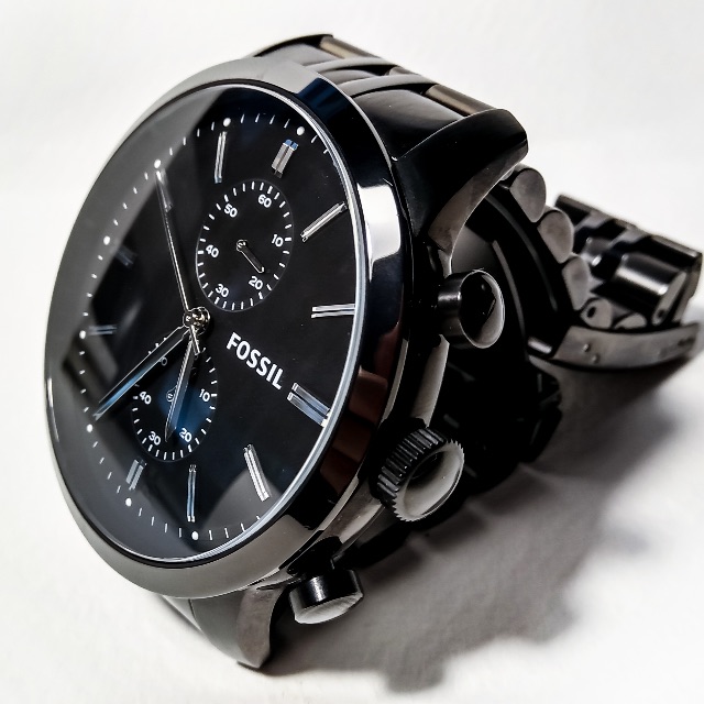 Men's chronograph townsman black deals stainless steel bracelet watch 44mm