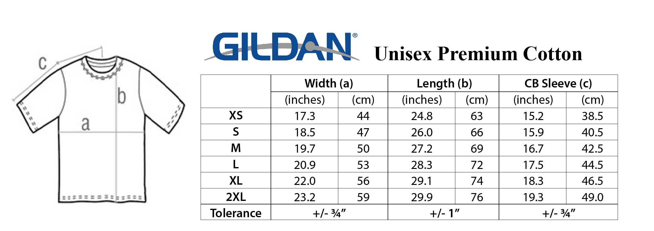 Gildan Softstyle Size Chart Cm