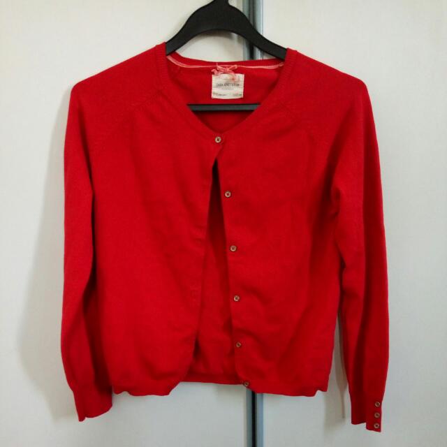 Zara Knitwear Red Cardigan, Women's 