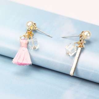 Korean Style Mini Tassel Earrings(Pink)