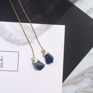 Marbled Stone Pull Through Earring(Blue)