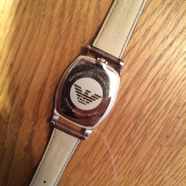 Emporio Armani Watch AR 2400 Stainless Steel Leather Strap Mobile Phones Gadgets Wearables Smart Watches on Carousell
