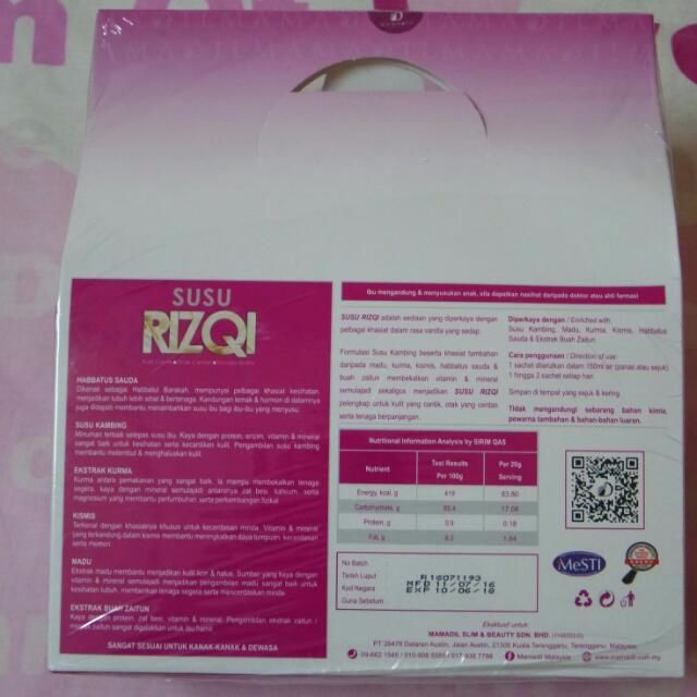 Susu Rizqi Mamadil Health Beauty Skin Bath Body On Carousell Susu rizqi ini diperkaya dengan pelbagai khasiat dan susu kambing mempunyai kadar nutrisi yang lebih padat berbanding susu lembu. susu rizqi mamadil