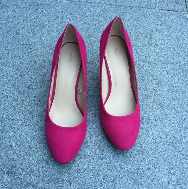 Zara Fuchsia Hot Pink Low Heels Size 36 