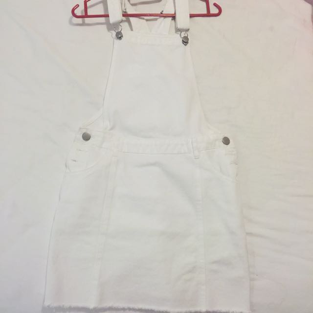 White denim overall skirt sale